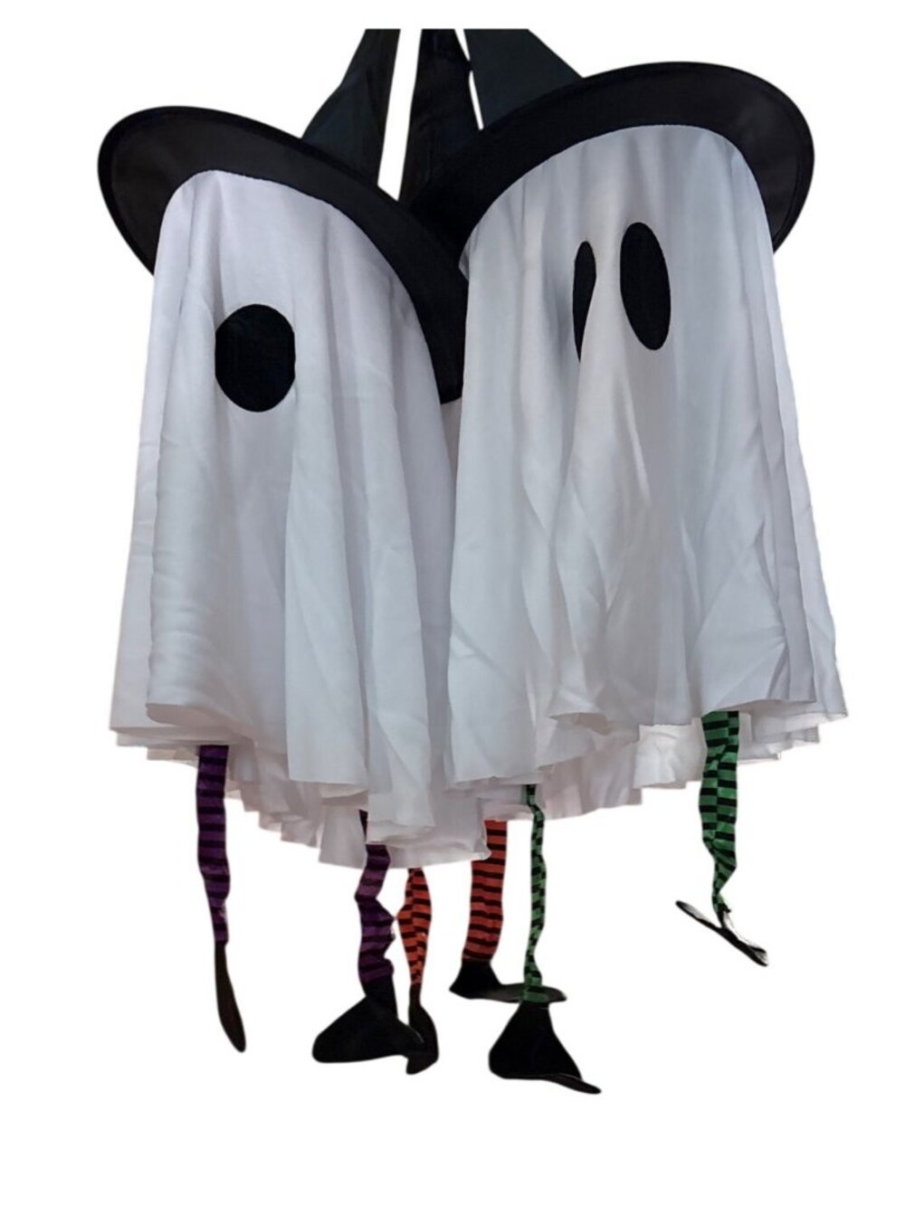 Halloween Hanging Ghost Decorations Lot of 3 Witch Hats & Striped Legs 23"